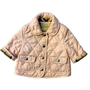 Burberry Pink Quilted Kids Pea Coat